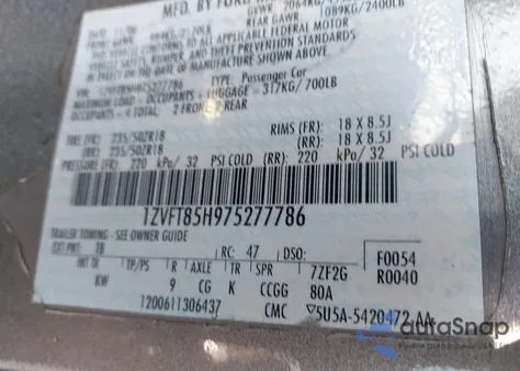 2007 Ford Mustang Gt Deluxe/Gt Premium z USA, uszkodzony, nr VIN 1ZVFT85H975277786